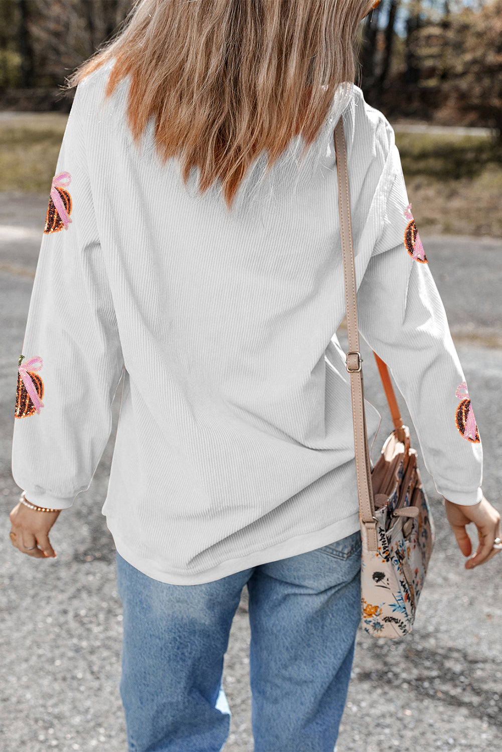 white graphic sweatshirt