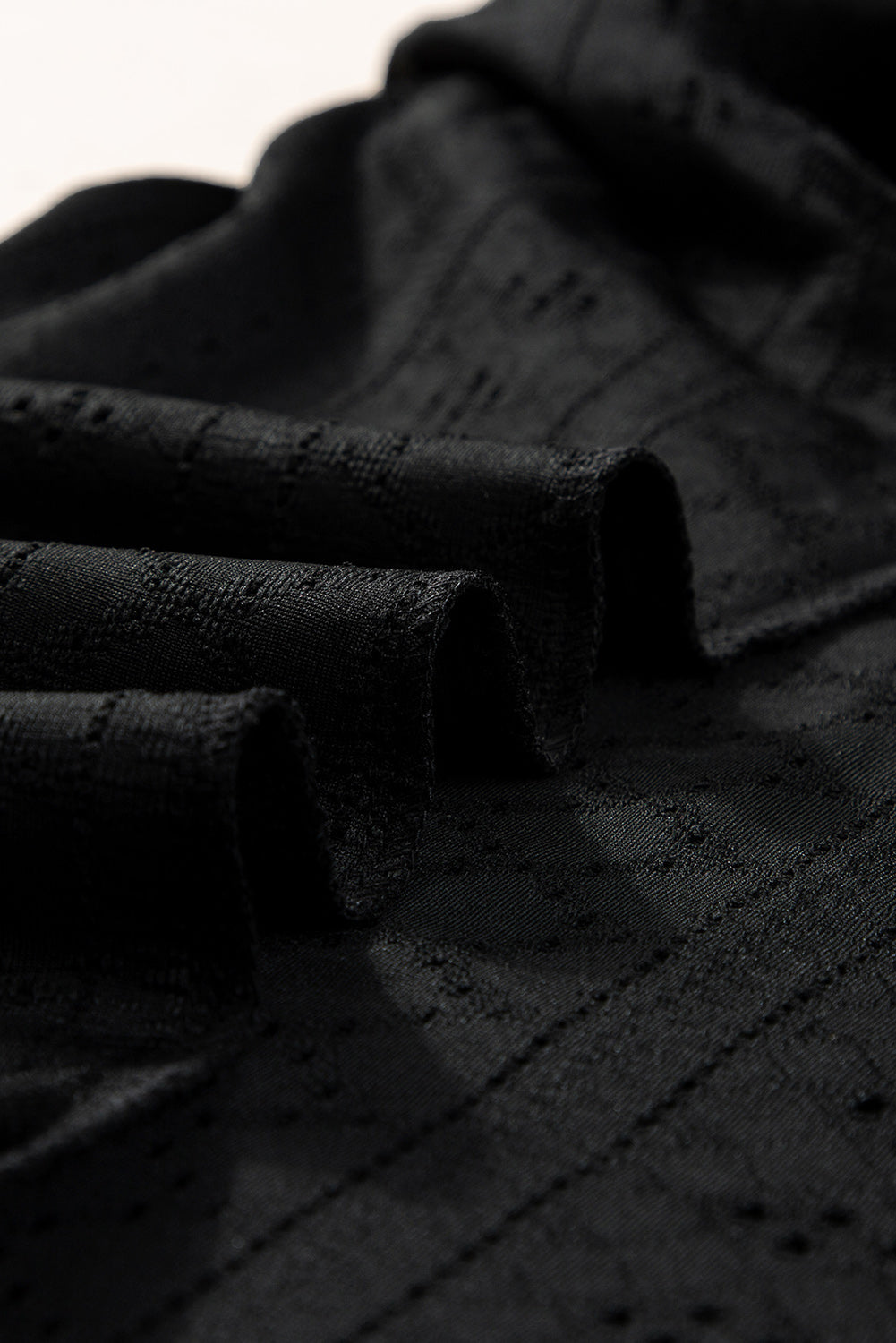 Chic Black Eyelet Embroidered V Neck Lace Top for Plus Size Women