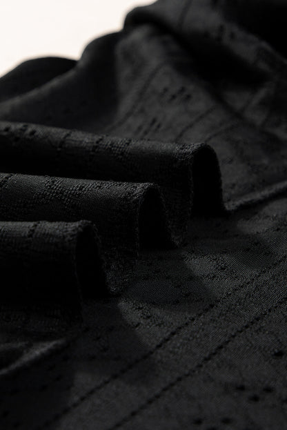 Chic Black Eyelet Embroidered V Neck Lace Top for Plus Size Women