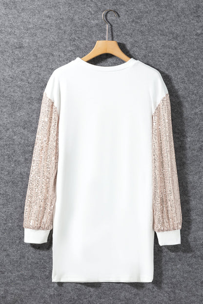 V Neck Irregular Mesh Panel Mini Dress