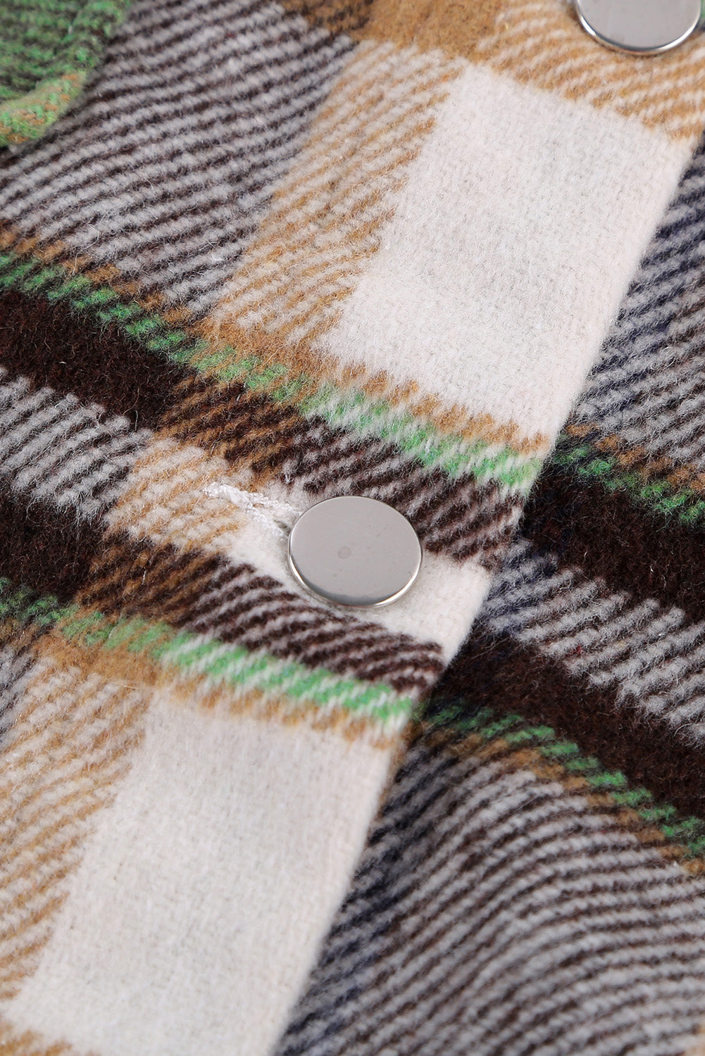 Green Plaid Print Shacket with Pockets