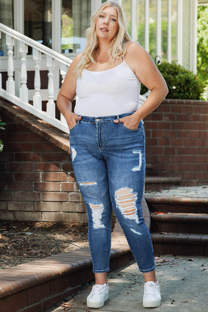 Blue Acid Washed Plus Size Skinny Jeans