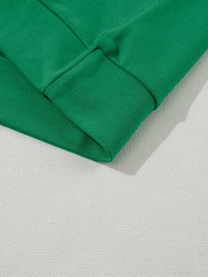 Green Raglan Sleeve Sweatshirt with Round Neck