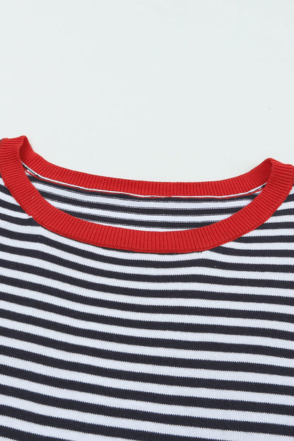 Stripe Striped Contrast Trimmed Drop Shoulder Sweater