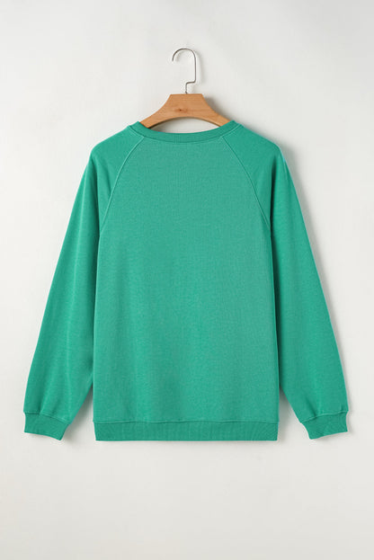 Mint Green Rainbow Colorblock Striped Pullover Sweatshirt