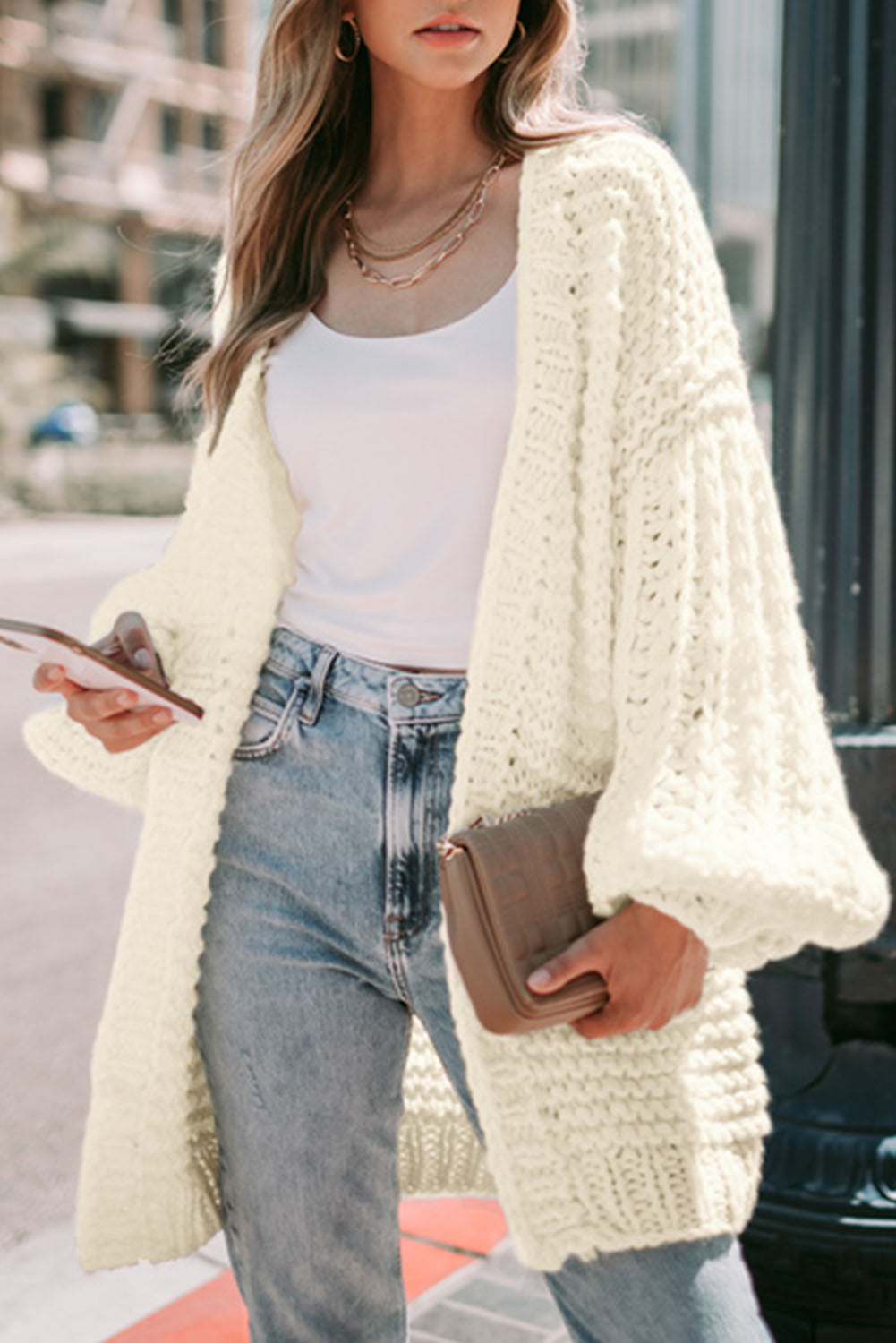 puff sleeve cardigan
