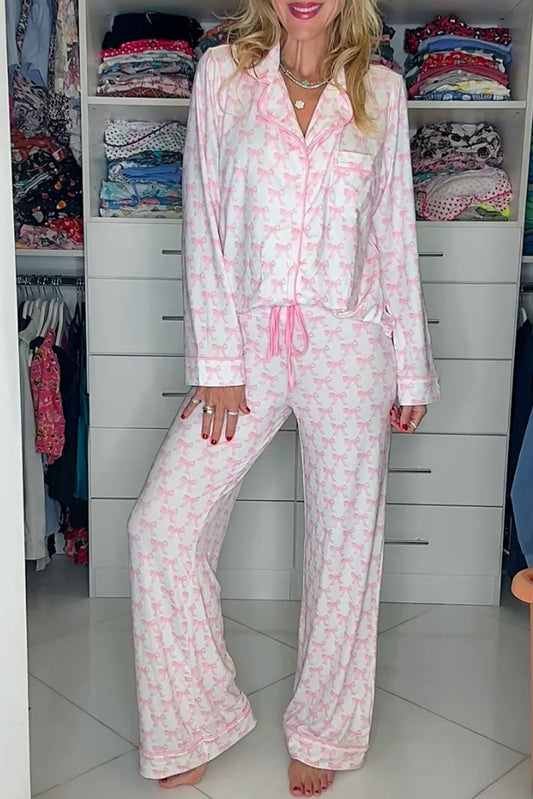 bow print pajama set