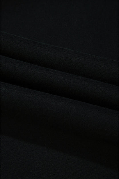 Black Zipped Neck Pullover Drop Shoulder Sweatshirt