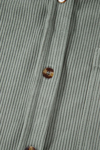 Gray Corduroy Button Pocket Shirt