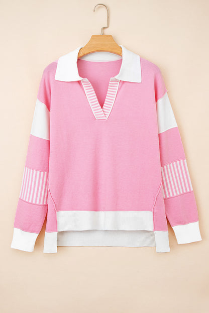 color block knit sweater