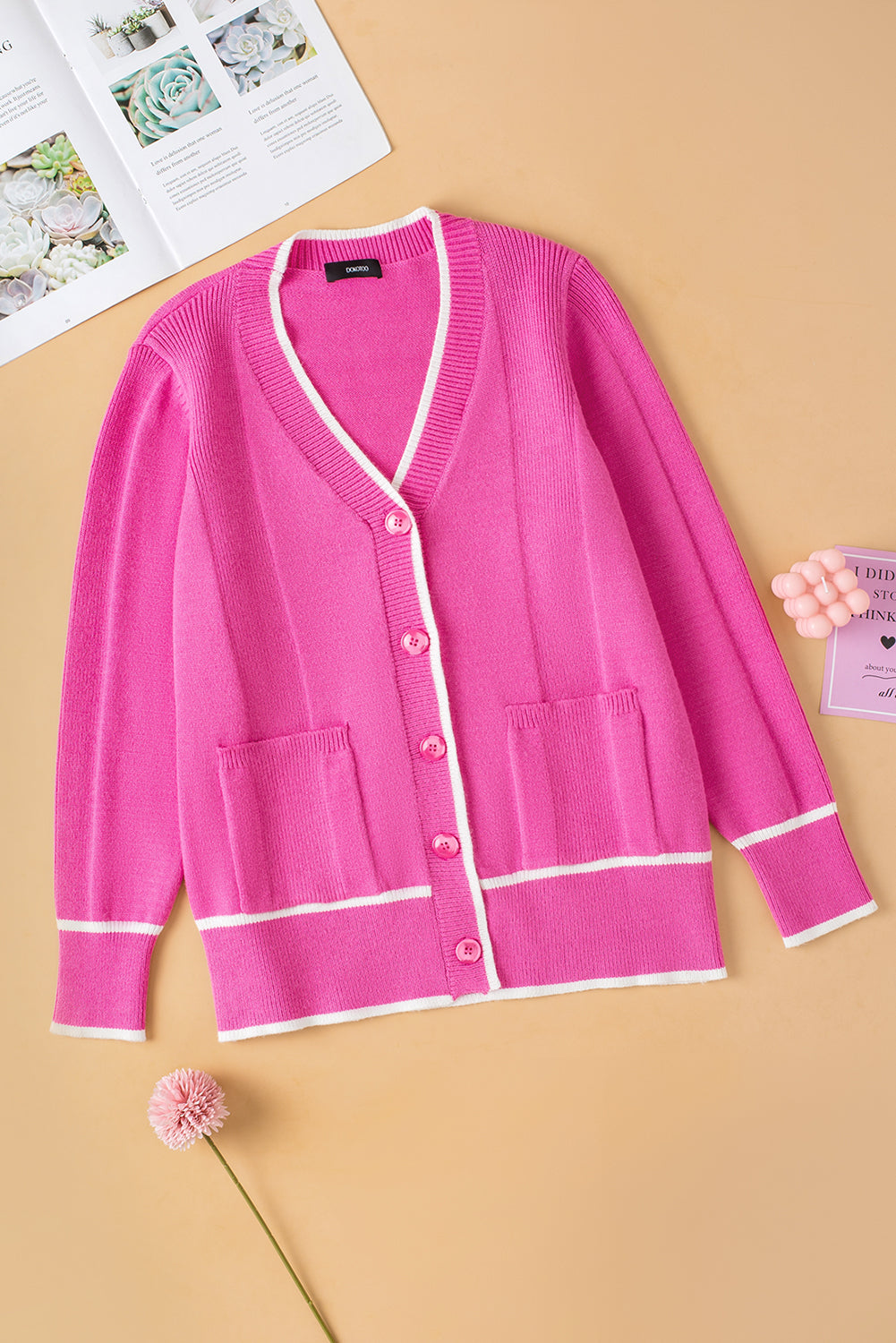 womens hot pink cardigan