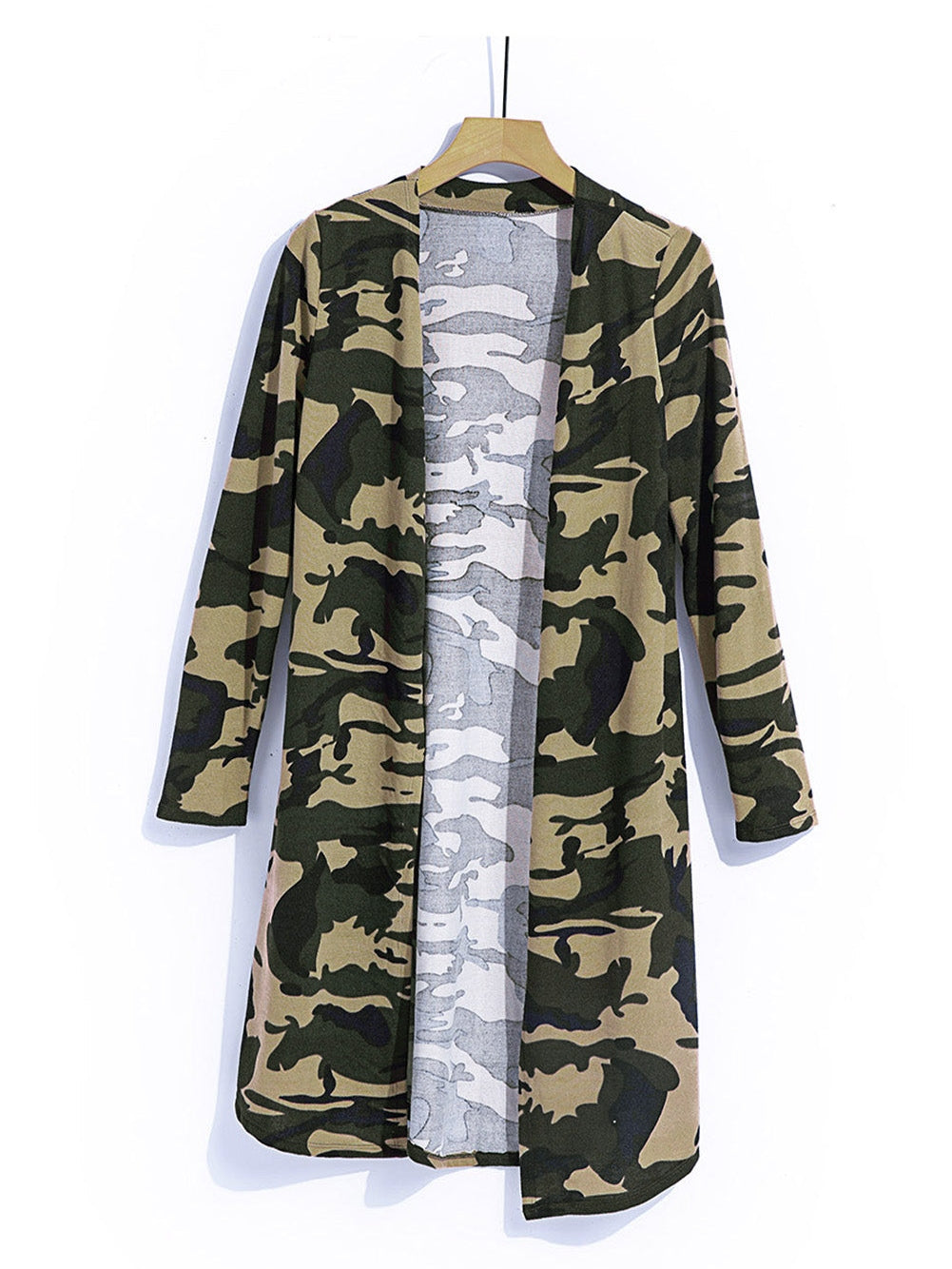 Green Camo Print V-Neck Cardigan