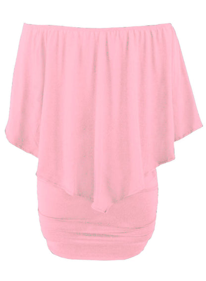 Layered Pink Plus Size Poncho Dress with Multiple Dressing Styles