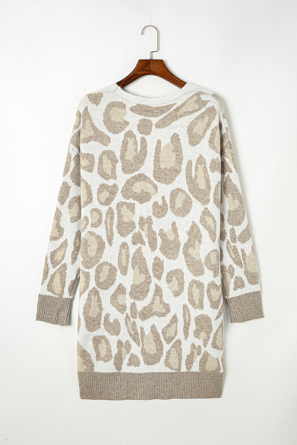 Leopard Print Beige Plus Size Cardigan