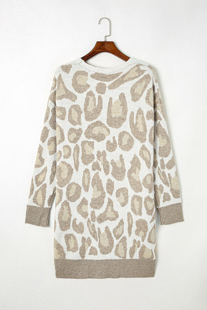 Leopard Print Beige Plus Size Cardigan