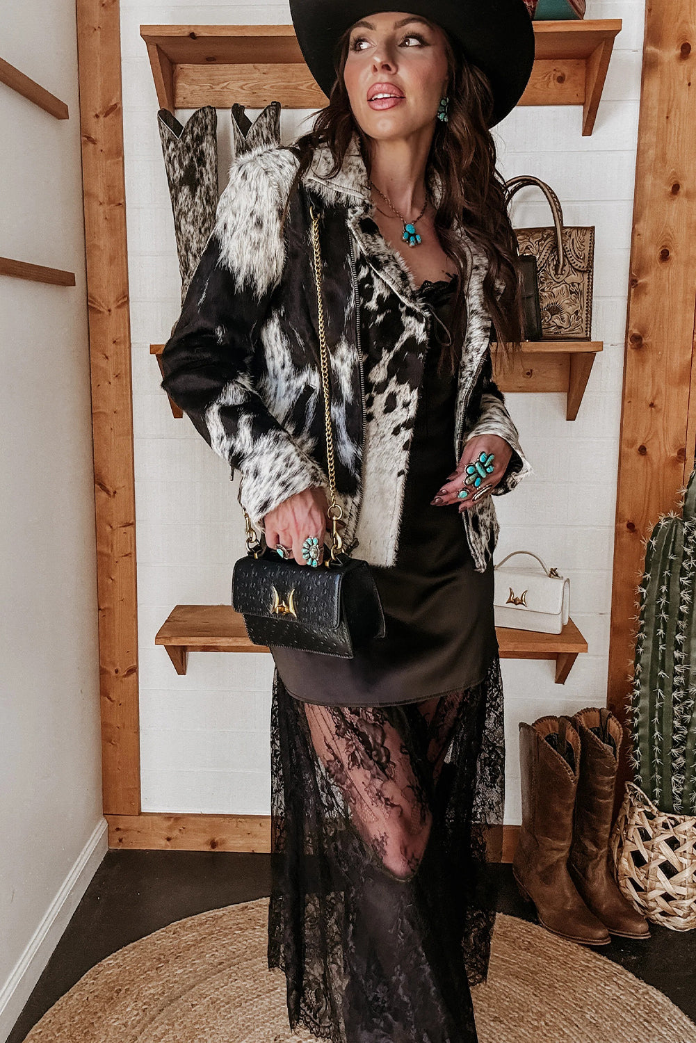 Color black Satin Lace Patchwork Spaghetti Straps Maxi Dress