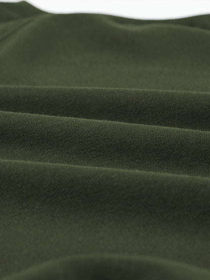 Green Crew Neck Long Sleeve Sweatshirt with Distressed Detail