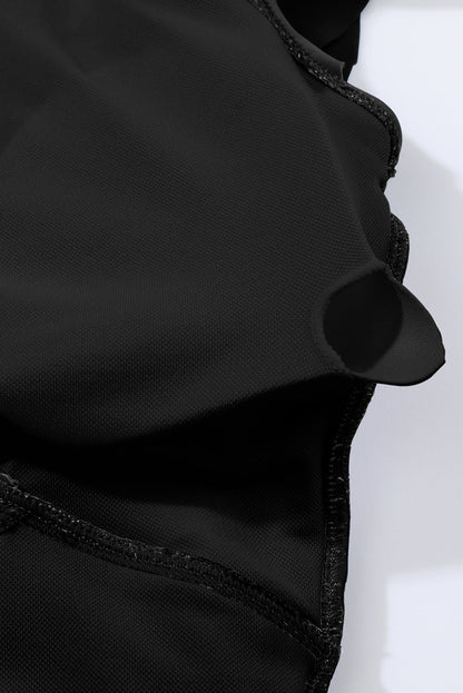 Sleek Black Crossed Cutout One Piece Swimsuit Dress