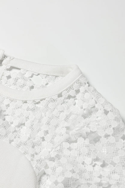 Elegant Floral Lace Hollowed Long Sleeve Blouse