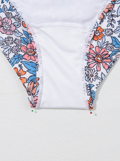 Elegant Pink Floral Drawstring Ruched Beach Swim Dress