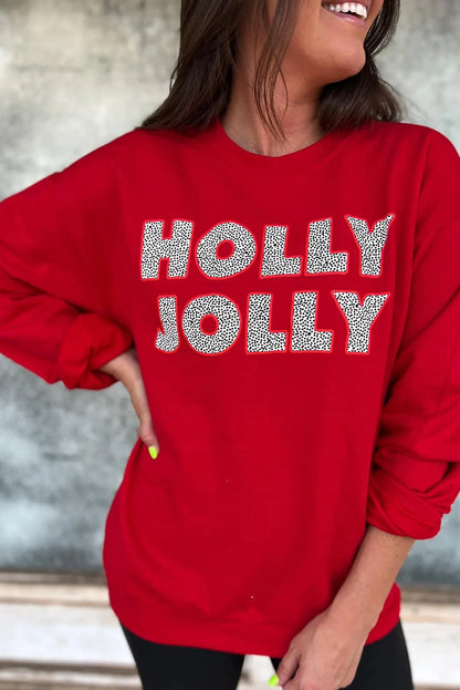 Racing Red HOLLY JOLLY Christmas Festive Graphic Sweatshirt