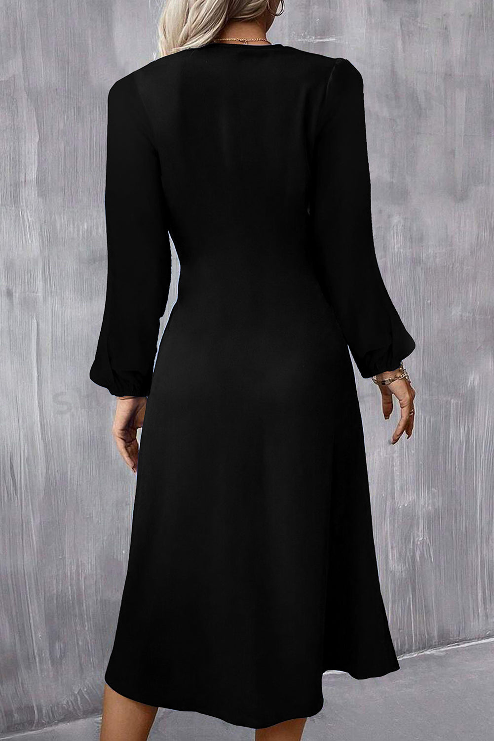 black long sleeve midi dress