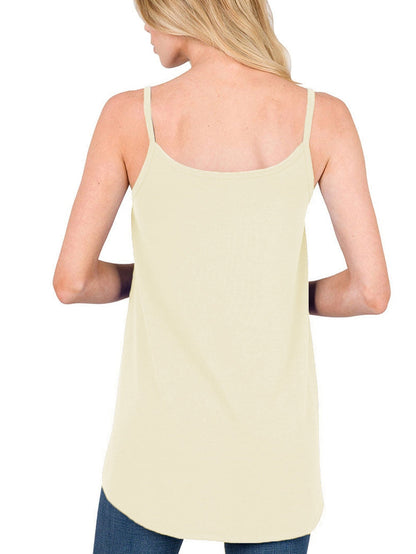 Flowy Apricot V-Neck Tank Top with Spaghetti Straps