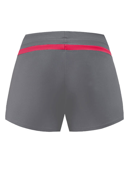 Fiery Red Accented Taupe Women's Swim Shorts
