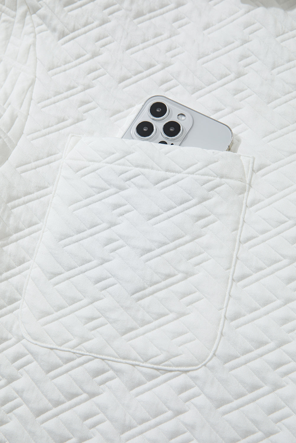 white textured sweatshirt