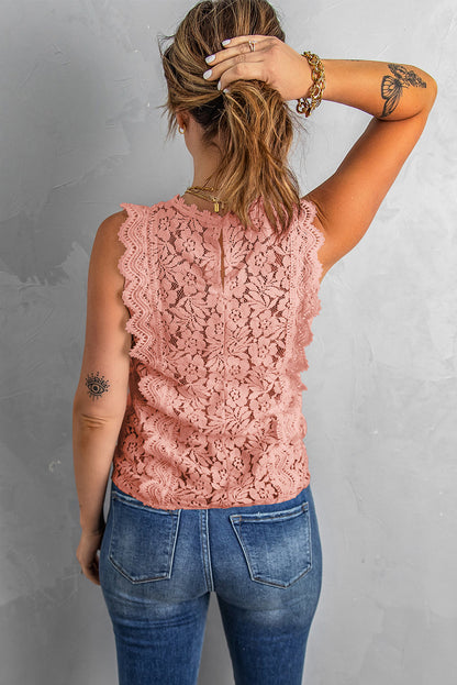 Floral Lace Sleeveless V Neck Top