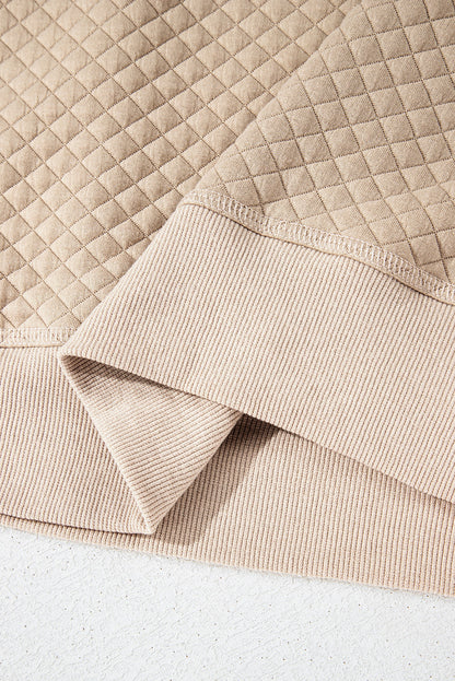 Parchment Solid Color Quilted Long Sleeve Top and Shorts Set