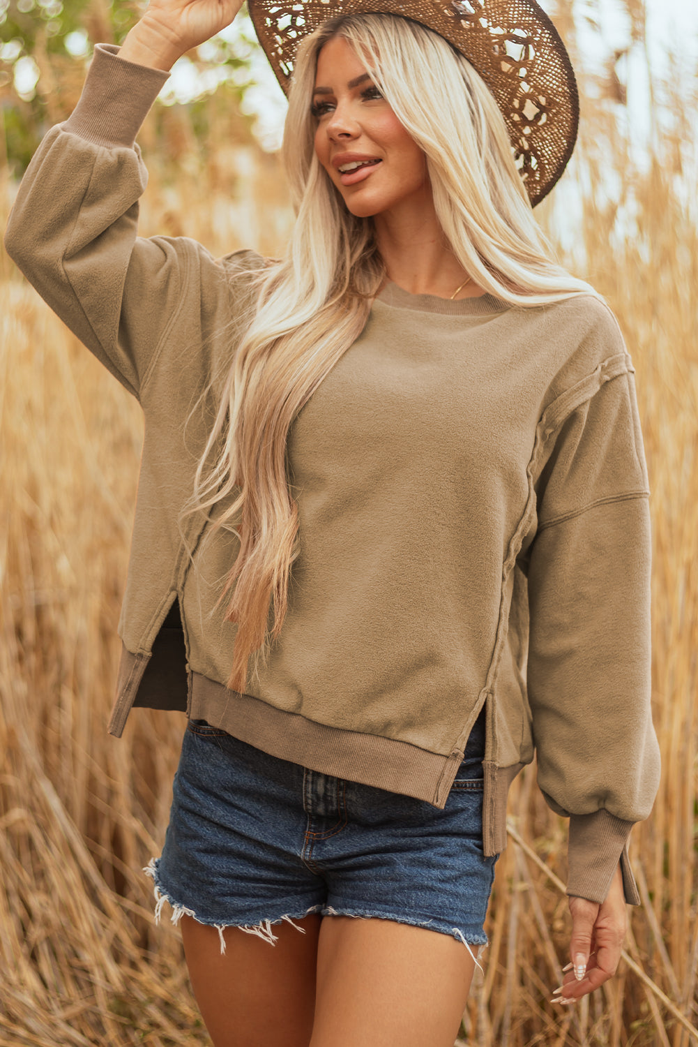 khaki sweatshirt