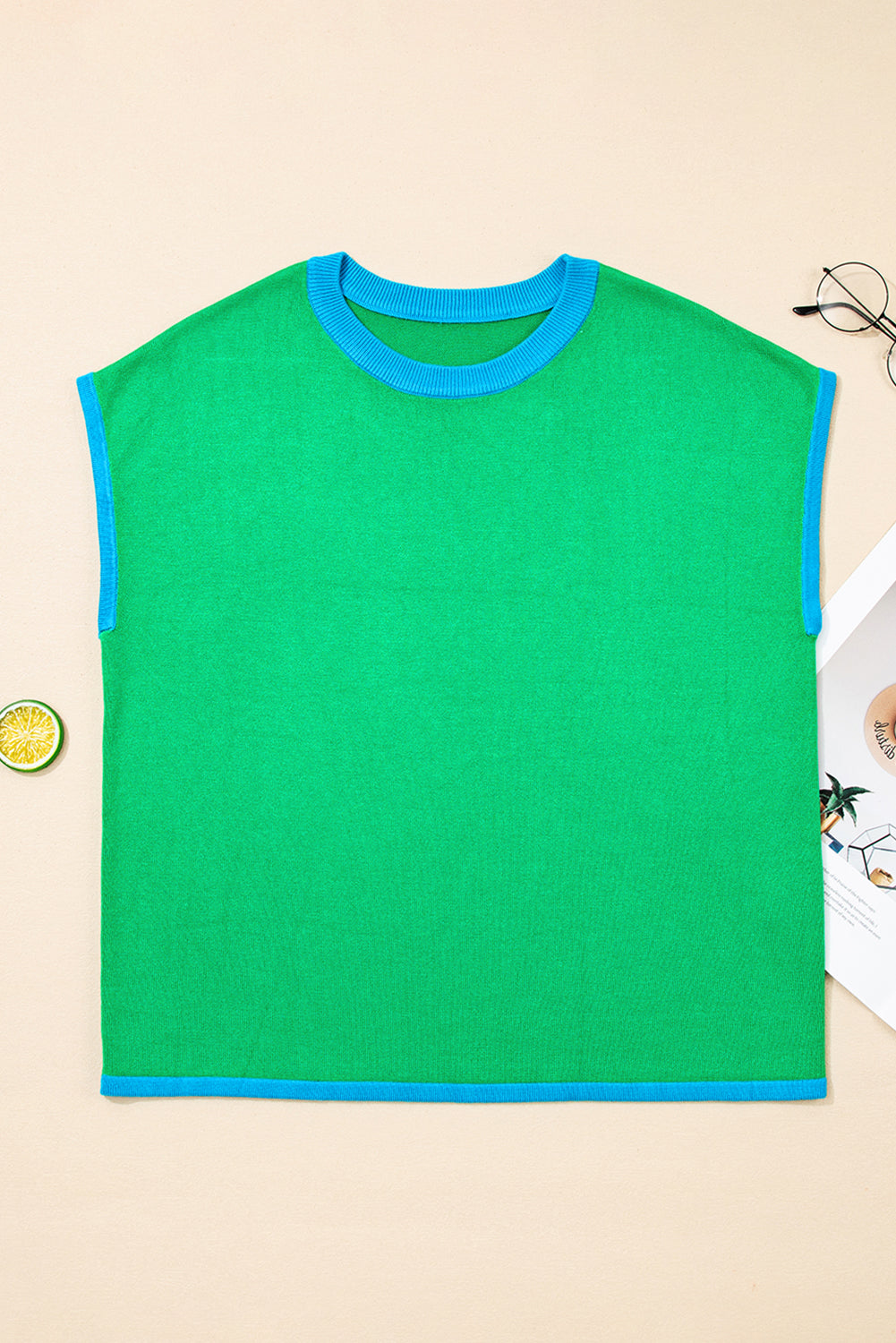 green short sleeve sweater