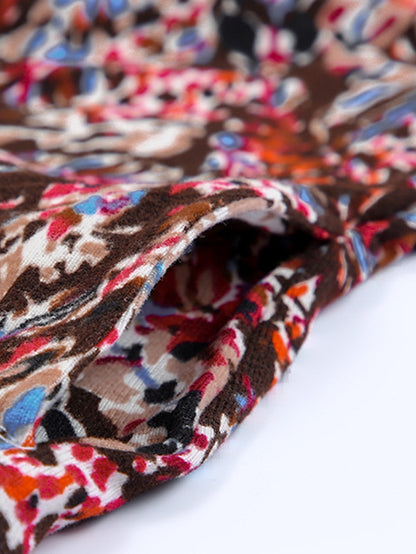 Flamboyant Crimson Curvy Floral Print Mini Dress