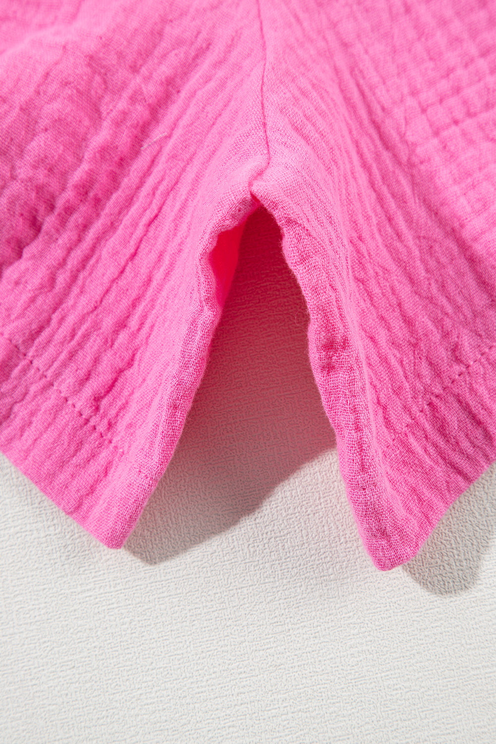 Rose Red Plus Size Color Block Lounge Set with Crinkle Texture