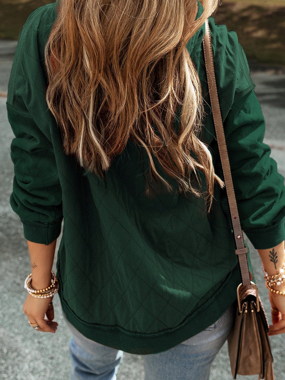 Green Quilted Patchwork Hoodie with Vintage Flair