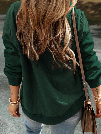 Green Quilted Patchwork Hoodie with Vintage Flair