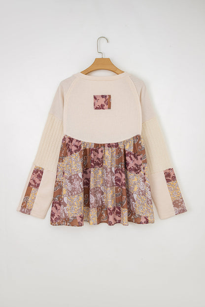 patchwork long sleeve top