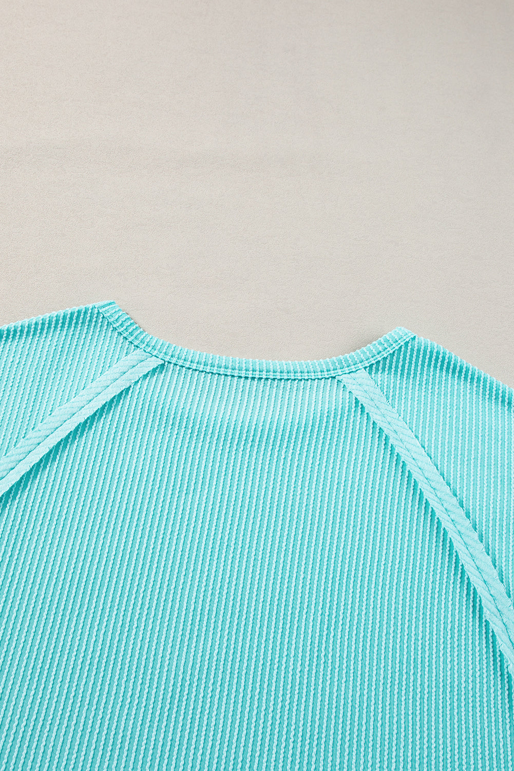 Light Blue Ribbed Seam Shift Plus Size T Shirt