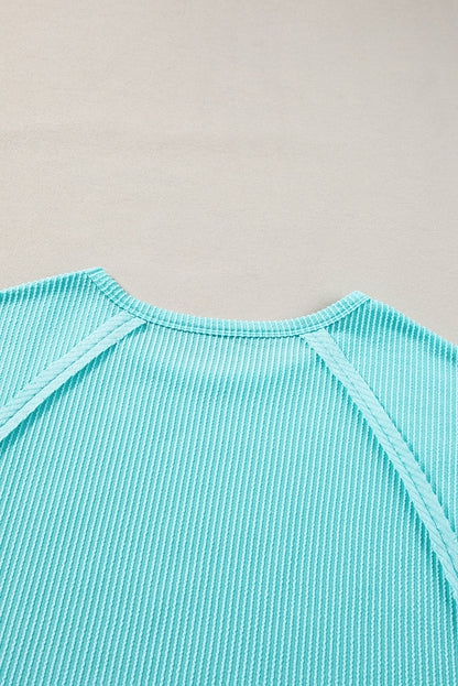 Light Blue Ribbed Seam Shift Plus Size T Shirt