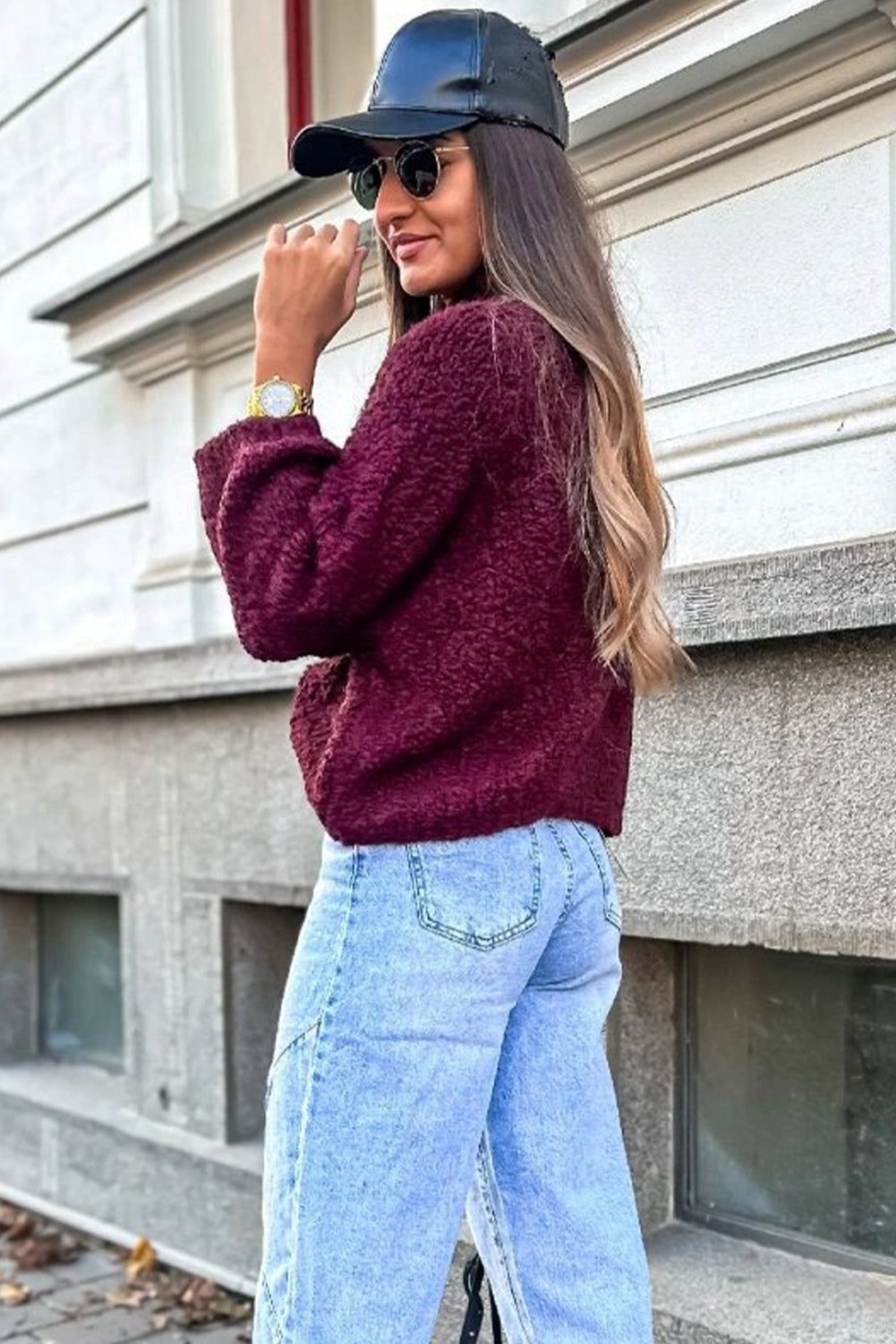 Burgundy top