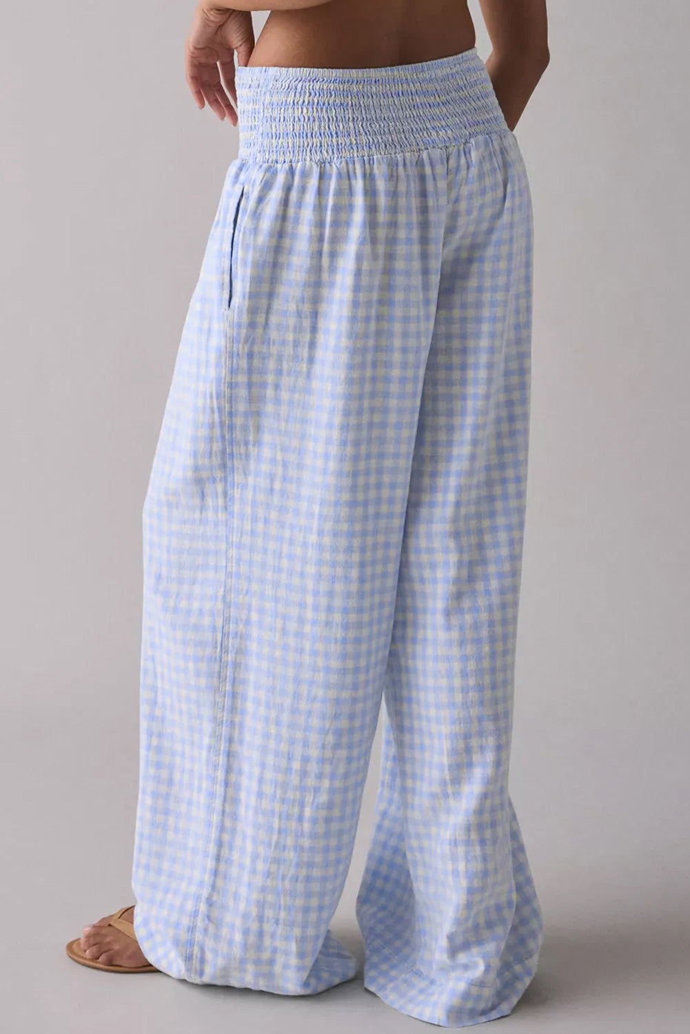 plaid print high waist pants