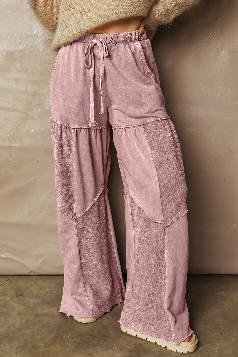wide leg patchwork pants