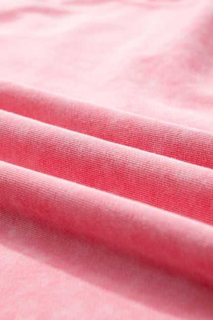 Strawberry Pink Mineral Wash Oversized Patchwork Tee