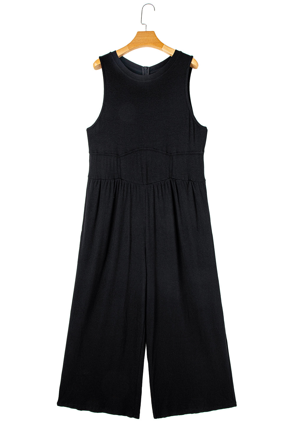 Chic Black Wide Leg Jumpsuit with Cinched Waist