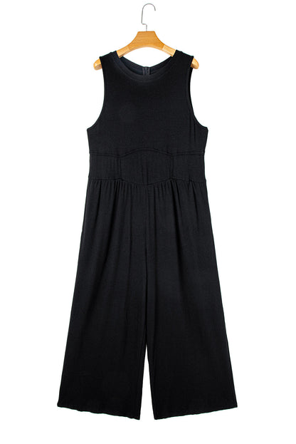 Chic Black Wide Leg Jumpsuit with Cinched Waist