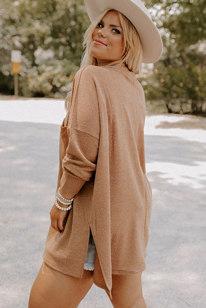 Parchment Plus Size Drop Shoulder Knit Tunic Top