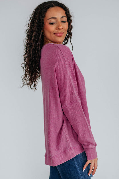 textured long sleeve top