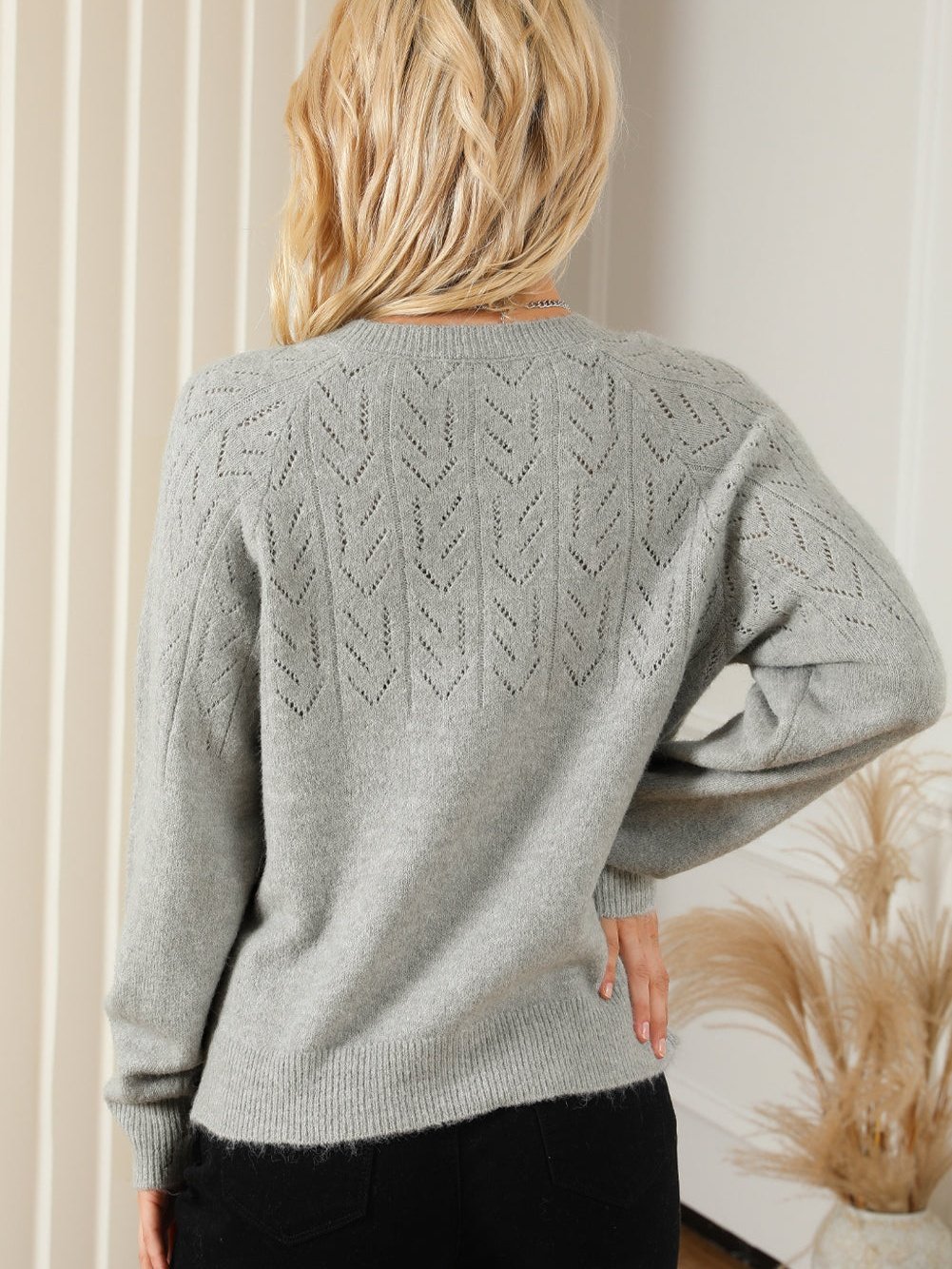 Knitted Hollow Out Button-Up Cardigan