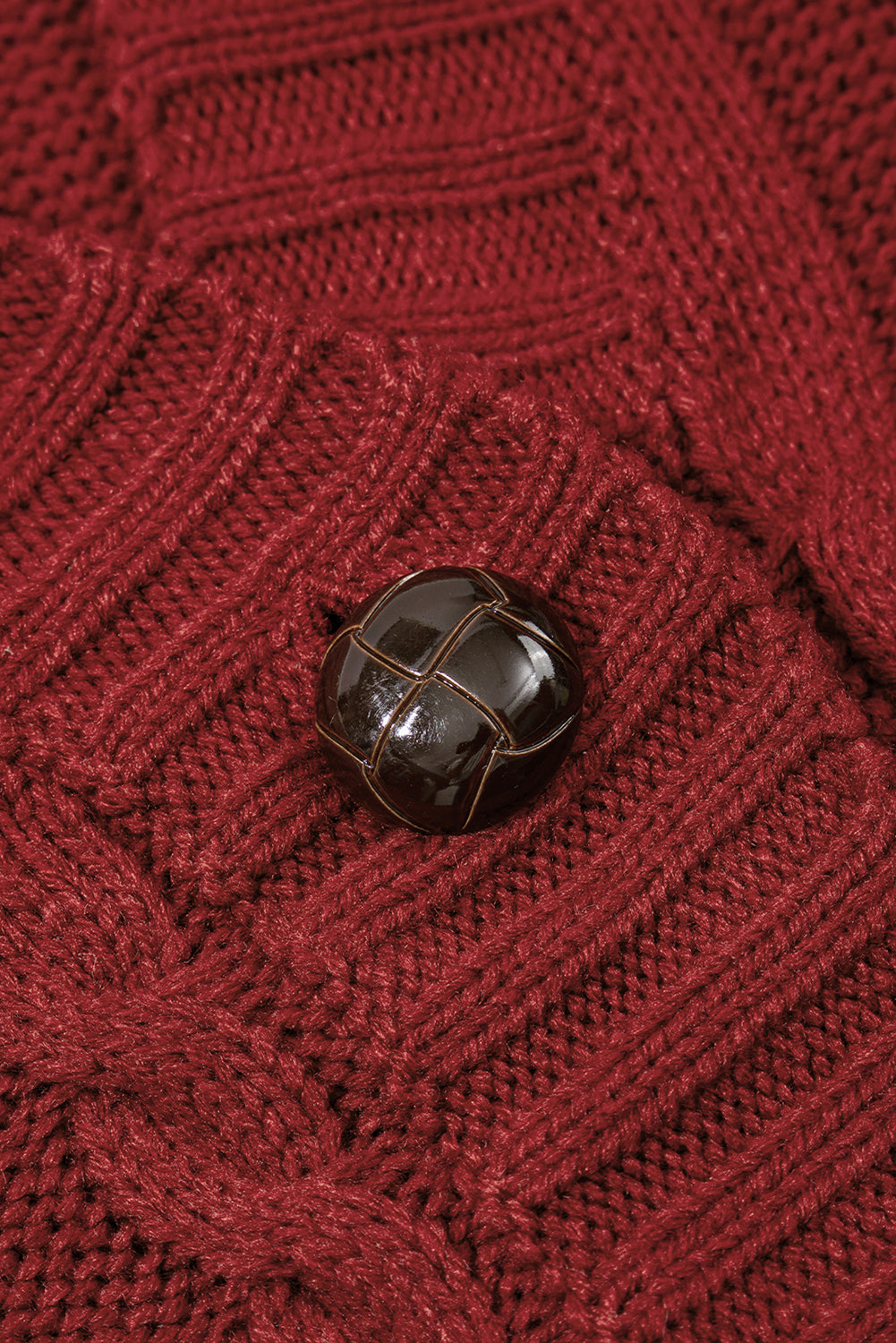 Burgundy Front Pocket and Buttons Closure Cardigan